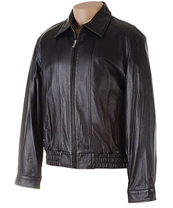 London Fog Men's Black Leather Bomber Jacket