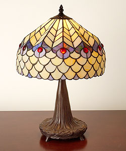 Tiffany-style Peacock Table Lamp