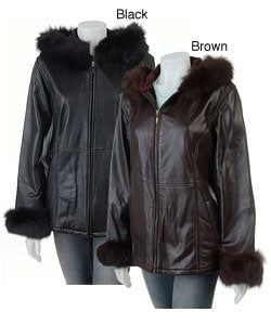 Marvin Richards Hooded Fox Fur Trim Leather Jacket - Overstock