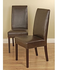 Leather Dining Chairs Dark Brown(Set of 2)