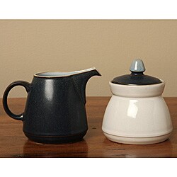 Denby Blue Jetty Small Creamer and Covered Sugar Set 