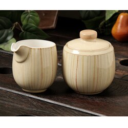 Denby Caramel Stripes 2-piece Sugar and Creamer Set