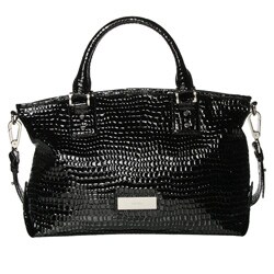 White Leather Satchel with Large Floral Pattern - Polyvore