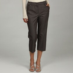 Larry Levine Women's Grey Stonewash Denim Crop Pants