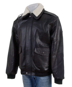 Amerileather Men's Black Leather Bomber Jacket