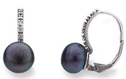14k Cultured Black Freshwater Pearl Earrings