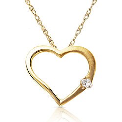 14k Yellow Gold Diamond Heart Necklace