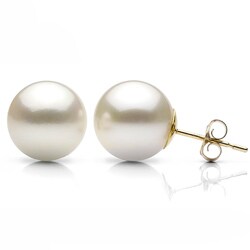 DaVonna 14k Gold Cultured Akoya Pearl Earrings (8.5-9 mm)