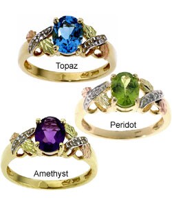 Black Hills Gold Peridot Diamond Ring