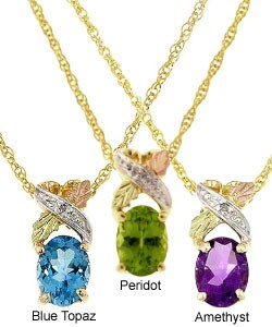 Black Hills Gold Peridot Diamond Pendant