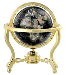 Black Jasper Ocean 13-inch Gemstone Globe
