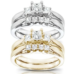 14k Gold 1/2 ct TDW Princess Diamond Bridal Ring Set