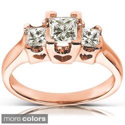 14k Gold 3/4ct TDW Princess Diamond Ring With Hearts (H-I, I1-I2)