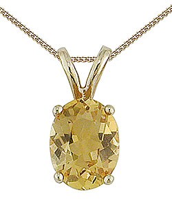 10k Yellow Gold Oval Citrine Pendant