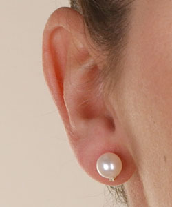 DaVonna 14k Gold Akoya Pearl and Diamond Earrings (7-7.5 mm)