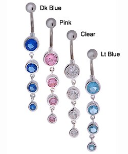 CGC Surgical Steel Crystal Drop Barbell Belly Ring