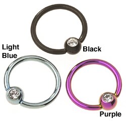 Stainless Steel/ Titanium Crystal Hoop Body Ring