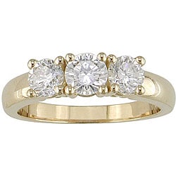 Miadora 14k Gold 1ct TDW Round Diamond 3-stone Ring