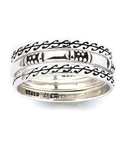 CGC Sterling Silver Scroll Design Stackable Ring Set