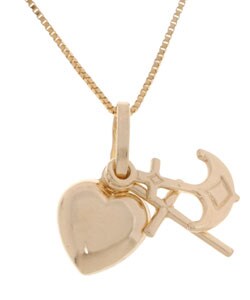 14k Yellow Gold Faith, Hope, Charity Charm