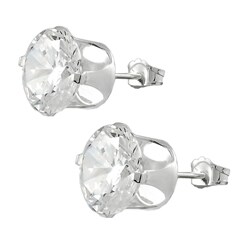 Tressa Sterling Silver CZ Solitaire Earring Set (3 pair - 5- 7- 9 mm)