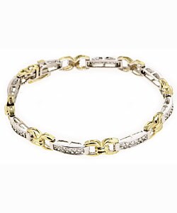 14k Two-tone Gold 1ct Diamond Bar Bracelet (H-I, I3)