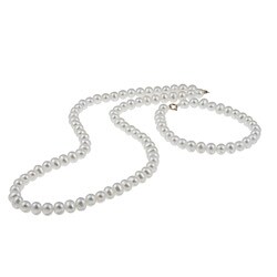 DaVonna 14k Gold Freshwater Pearl Necklace/ Bracelet Set (4-4.5 mm/ 14.5 in/ 5.75 in)