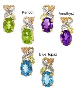 Black Hills Gold Gemstone Diamond Earrings