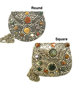 Worldstock Hand-crafted Multicolor Natural Agate Inlaid Handbag (India)