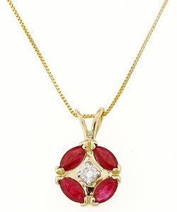 14k Yellow Gold Diamond Ruby Pendant