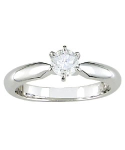14K White Gold 1/2ct TDW Round Diamond Solitaire Ring (G-H, I1-I2)