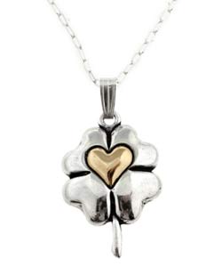 14k Gold/ Silver Four-leaf Clover Necklace