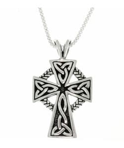 CGC Antique Finish Sterling Silver Celtic Cross Pendant (18-inch)