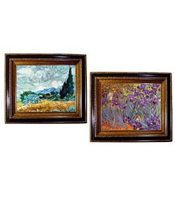 Van Gogh Field and Irises Framed Canvas Collection