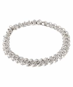 14k White Gold 3ct TDW Diamond Swirl Bracelet (I, I2)