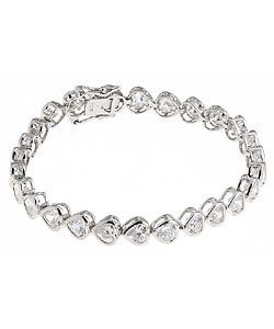 Sterling Silver Cubic Zirconia Heart Bracelet