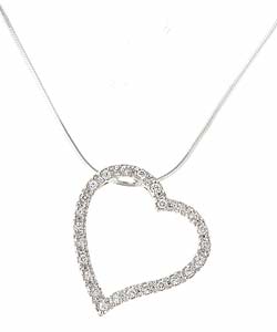 Tressa Sterling Silver CZ Floating Heart Necklace