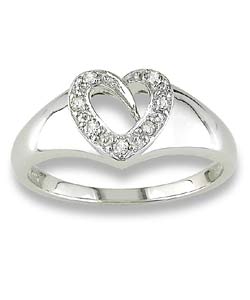 14k White Gold Diamond Heart Ring