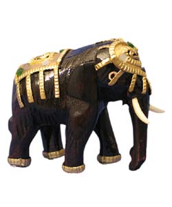 Gold Wooden Elephant Sculpture