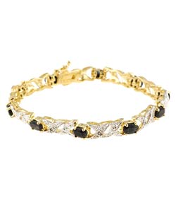 Glitzy Rocks Glitzy Rocks 18k over Sterling Silver Sapphire Diamond Bracelet