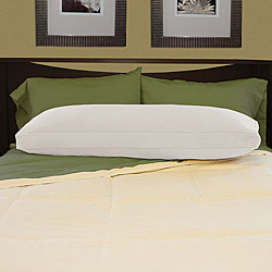White Brushed Cotton Natural Feather-filled Body Pillow with Cover