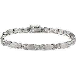 Sterling Silver X and O Diamond Accent Bracelet