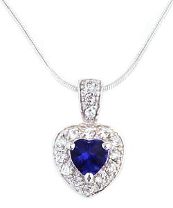 Icz Stonez Sterling Silver Blue CZ Heart Pendant