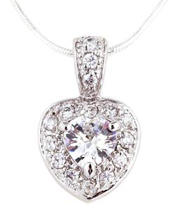 Icz Stonez Sterling Silver CZ Heart Pendant