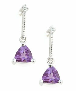 14k White Gold Diamond Amethyst Earrings