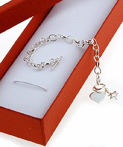 Sterling Essentials Sterling Silver 6-inch Pearl Superstar Girl's Bracelet