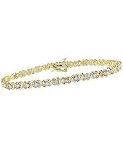 10k Yellow Gold 1ct TDW Diamond Tennis Bracelet (J-K, I2-3)