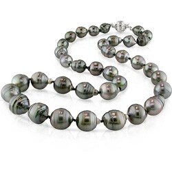 New York Pearls 14k White Gold New York Pearls Cultured Tahitian Pearl Necklace (8-9.5 mm)