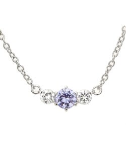 Icz Stonez Sterling Silver Clear and Lavender CZ Pendant