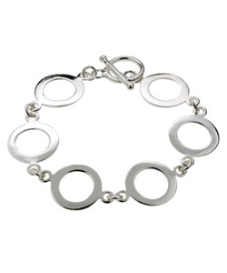Sterling Silver Circular Disc Toggle Bracelet